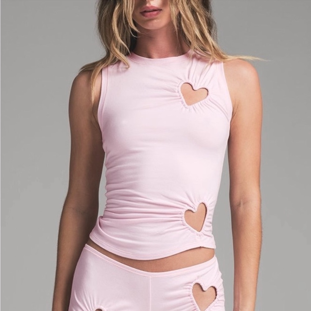 NWT SKIMS Cotton Jersey Cutout Heart Tank in Cherry Blossom 🌸 XXS